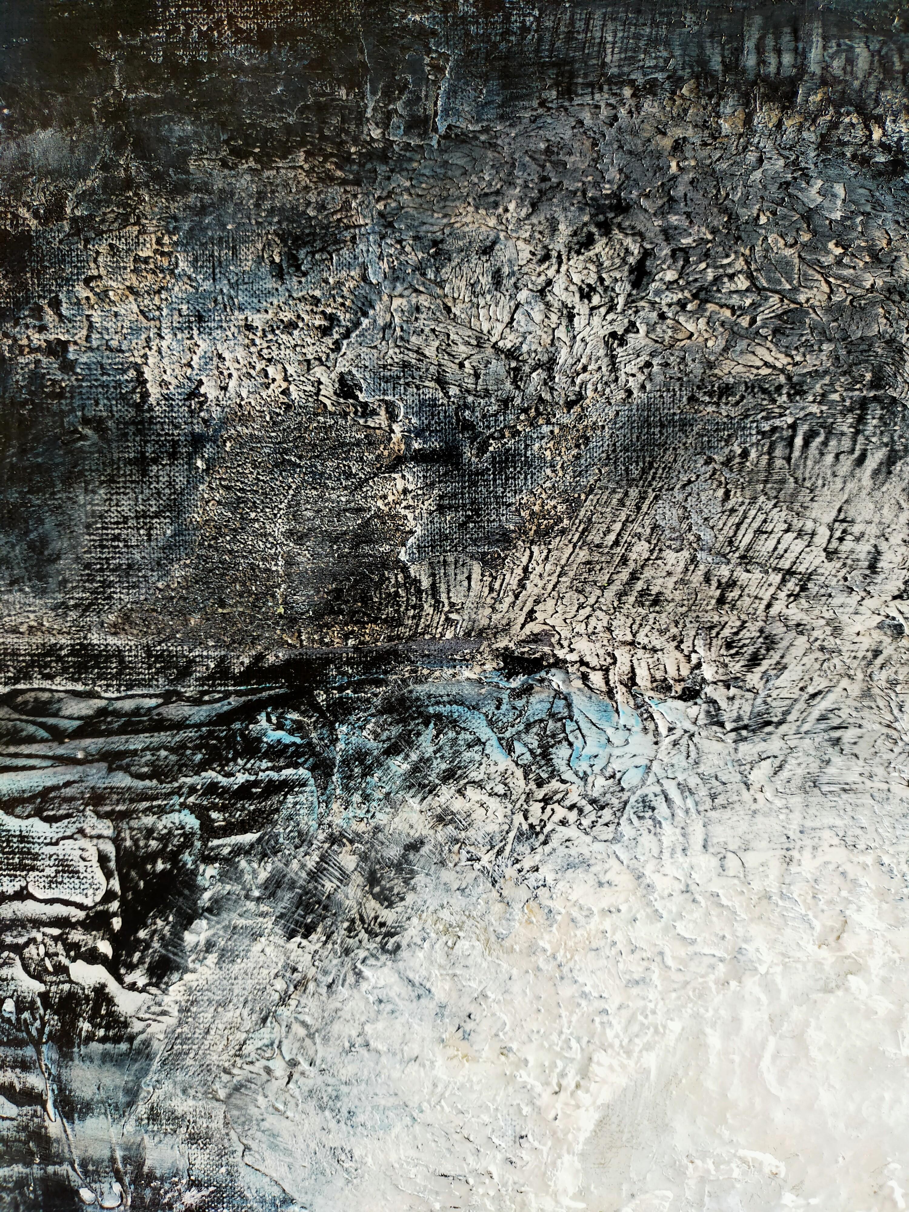 „Insomnie“ abstrakte Acryl-Leinwand Leinen 60x80cm Chassis Aluminium Chassis Aluminium im Angebot 1