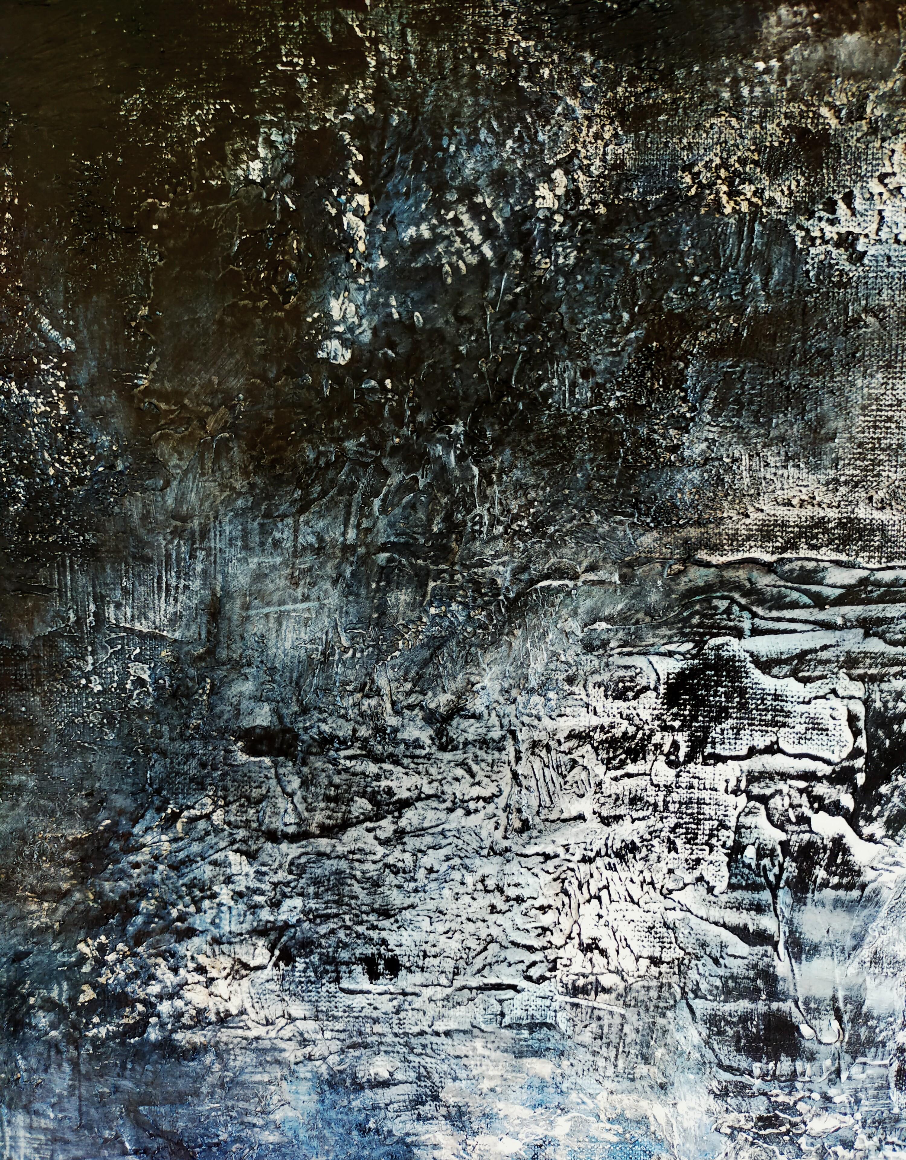 „Insomnie“ abstrakte Acryl-Leinwand Leinen 60x80cm Chassis Aluminium Chassis Aluminium im Angebot 2