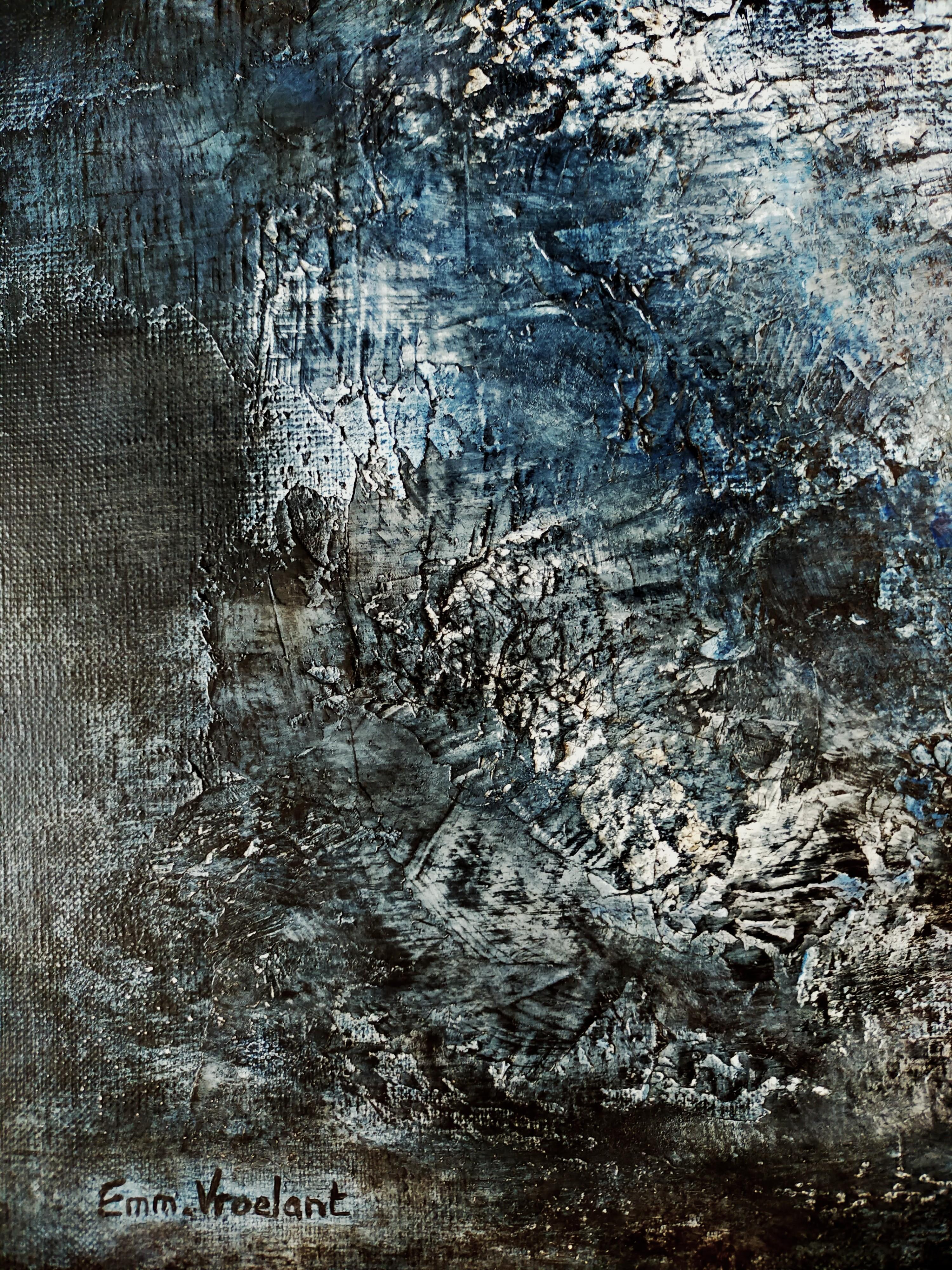 „Insomnie“ abstrakte Acryl-Leinwand Leinen 60x80cm Chassis Aluminium Chassis Aluminium im Angebot 3