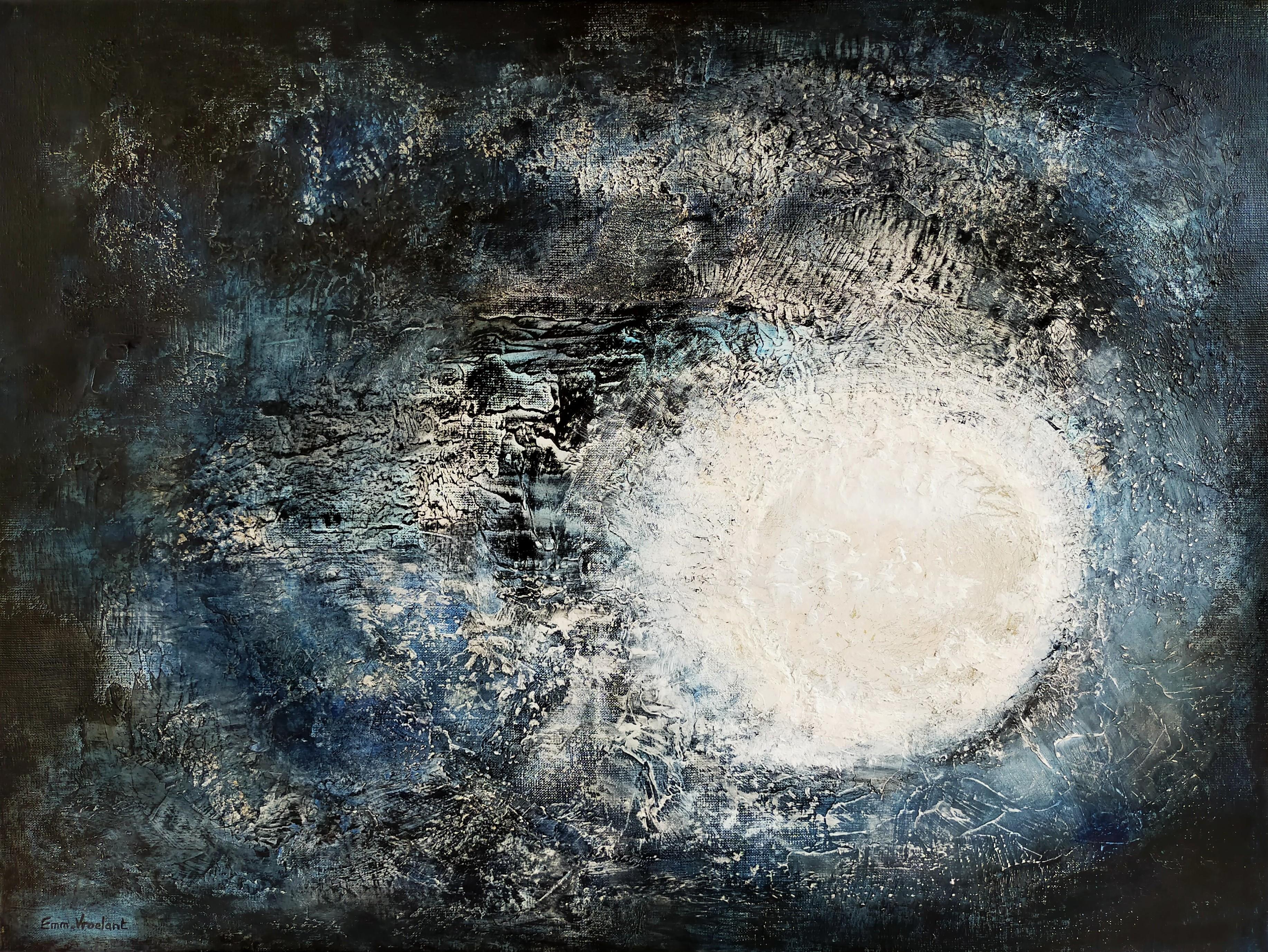 Emmanuelle Vroelant Still-Life Painting – „Insomnie“ abstrakte Acryl-Leinwand Leinen 60x80cm Chassis Aluminium Chassis Aluminium