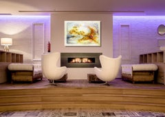 "Invitation to travel"  abstract  acrylic, marouflage, sand, grains grenats.