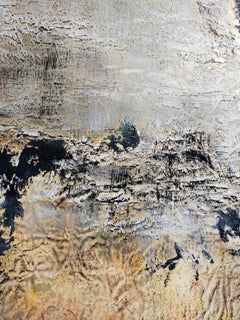 "Januar auf dem Vorgebirge"  Abstraktes Acryl, Marmor, Sand, 140x80cm.