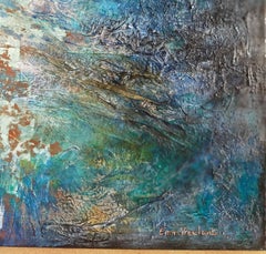 "Benevolence" abstract acrylic marble oxidation on linen canvas 81x60cm 2017