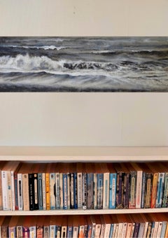 Peinture de paysage « mousse » acrylique sur toile de lin 30x90 cm