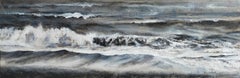 Peinture de paysage « mousse » acrylique sur toile de lin 30x90 cm