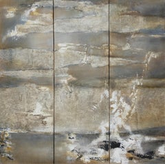 "Layers of mists"  abstract acrylic paint on linen panel 90x90cm 2022