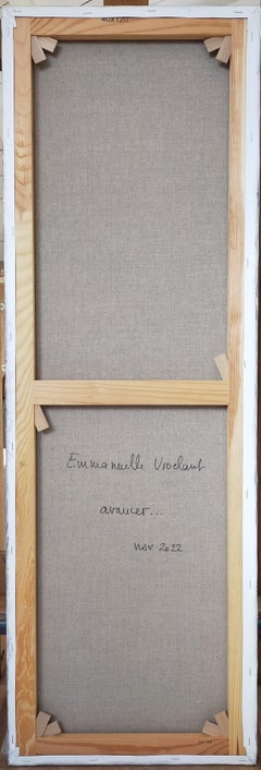 "andare avanti"  pittura acrilica astratta su pannello di lino 120x40cm 2022