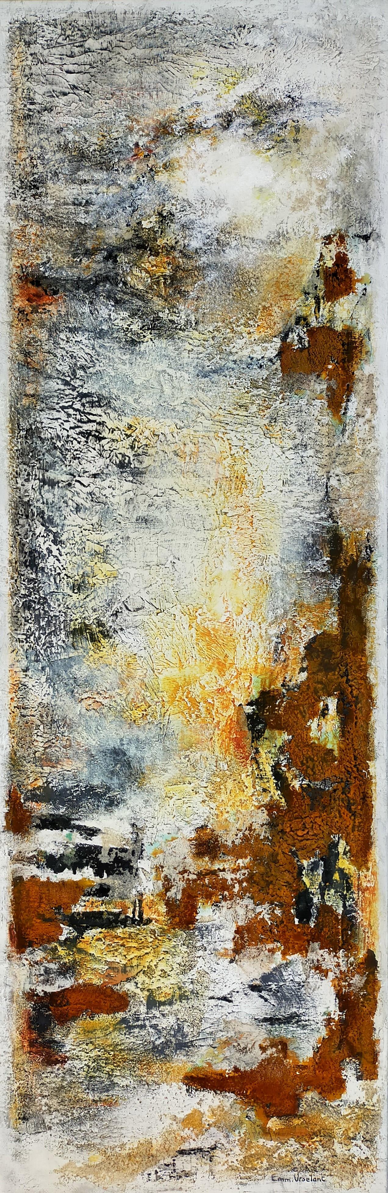 "andare avanti"  pittura acrilica astratta su pannello di lino 120x40cm 2022