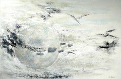 "Il mio mondo interiore" acrilico astratto, collage, marmo, su lino  tela di alluminio