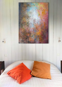 « Besoin de légèreté », collage abstrait à l'acrylique sur toile de lin, 72 x 100 cm, 2020