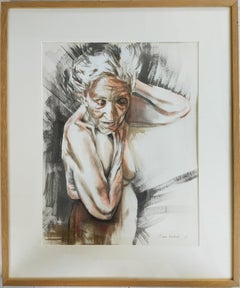 "Great old age" nude portrait china ink 50x65cm on paper oak  frame 2008
