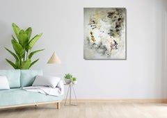 « Paradoxe », toile acrylique abstraite lin 100x80cm crate en bois d'envoi