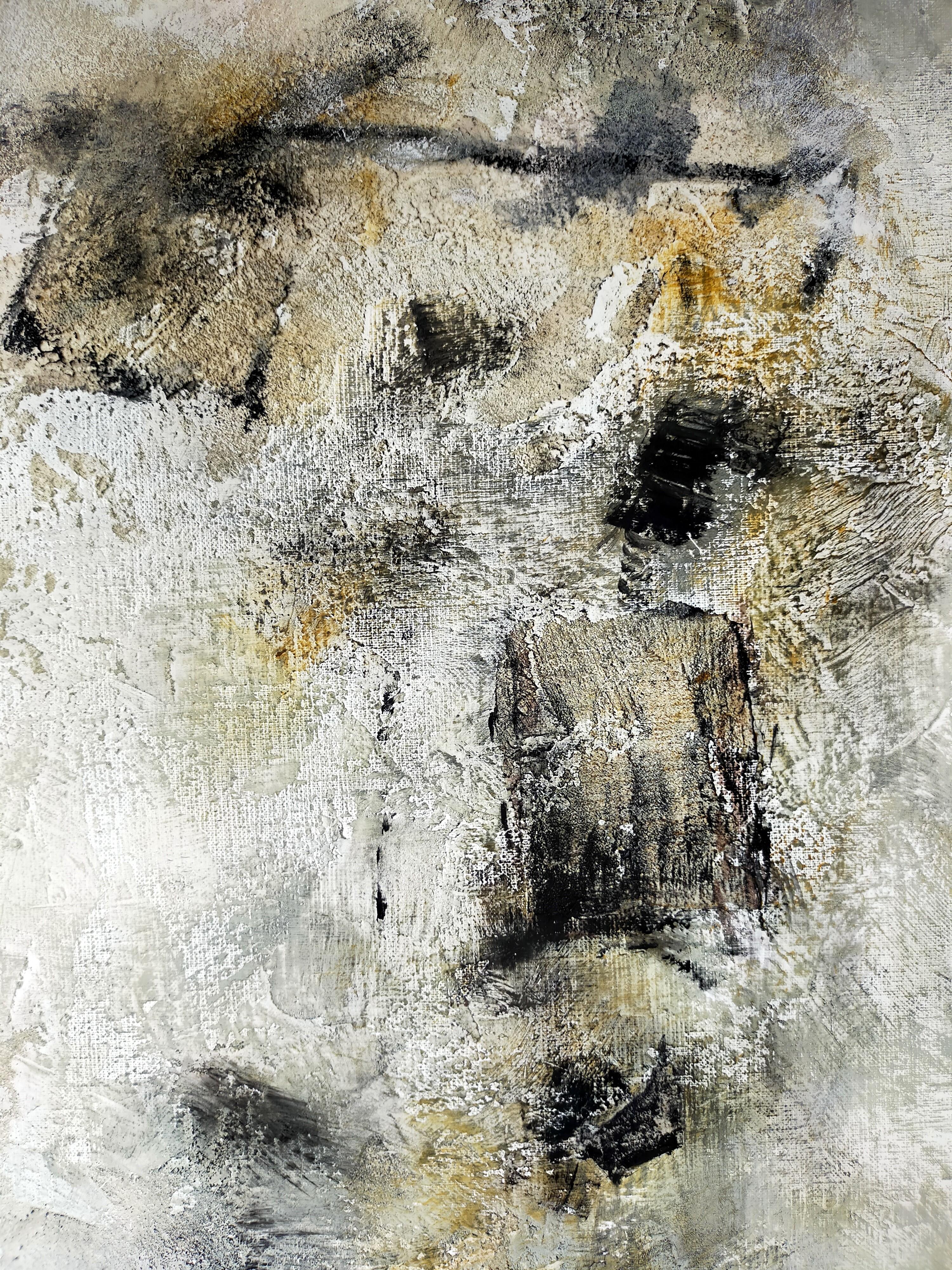 Questa intrigante opera d'arte, con le sue tonalità sottili ed espressive, cattura immediatamente l'attenzione con il suo audace connubio di texture e sfumature. Dominata dai toni della terra, sembra ispirarsi agli elementi naturali e alle