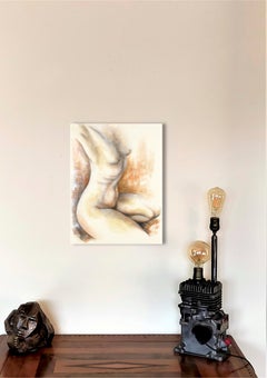 "Stretched back"  nude acrylic paint on bristol paper 65x49cm