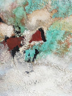 "La hora azul"  acrílico abstracto, pigmentos, oxidación, técnica mixta, .