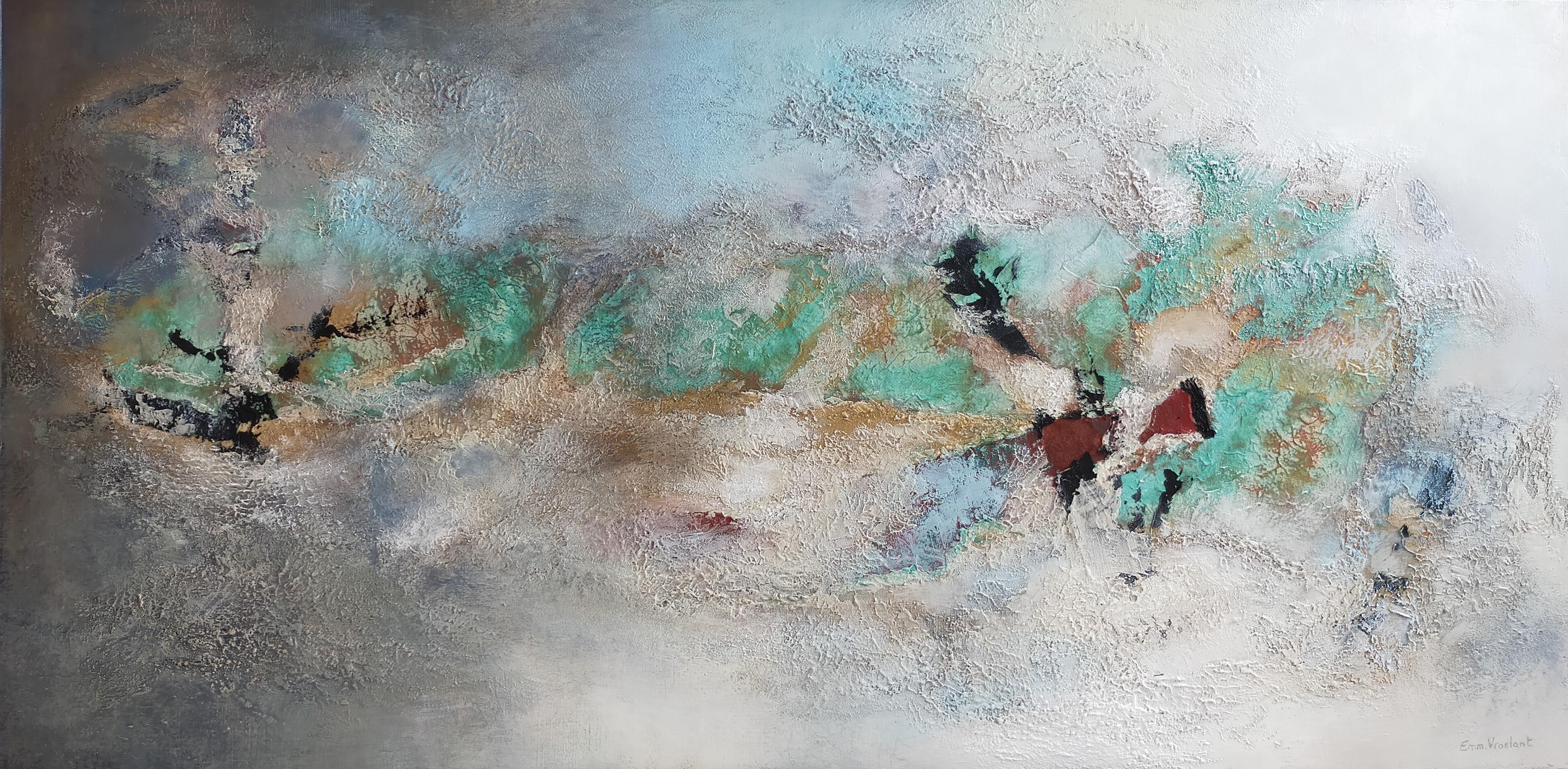 "L'ora blu  acrilico astratto, pigmenti, ossidazione, tecnica mista, .