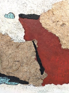 "La eficacia de la roja n°2"  acrílico abstracto , mármol, collage 120x120cm.