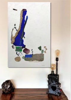 "The role of pebbles-1" abstract acrylic , marble, collage, oxidation 140x80cm.
