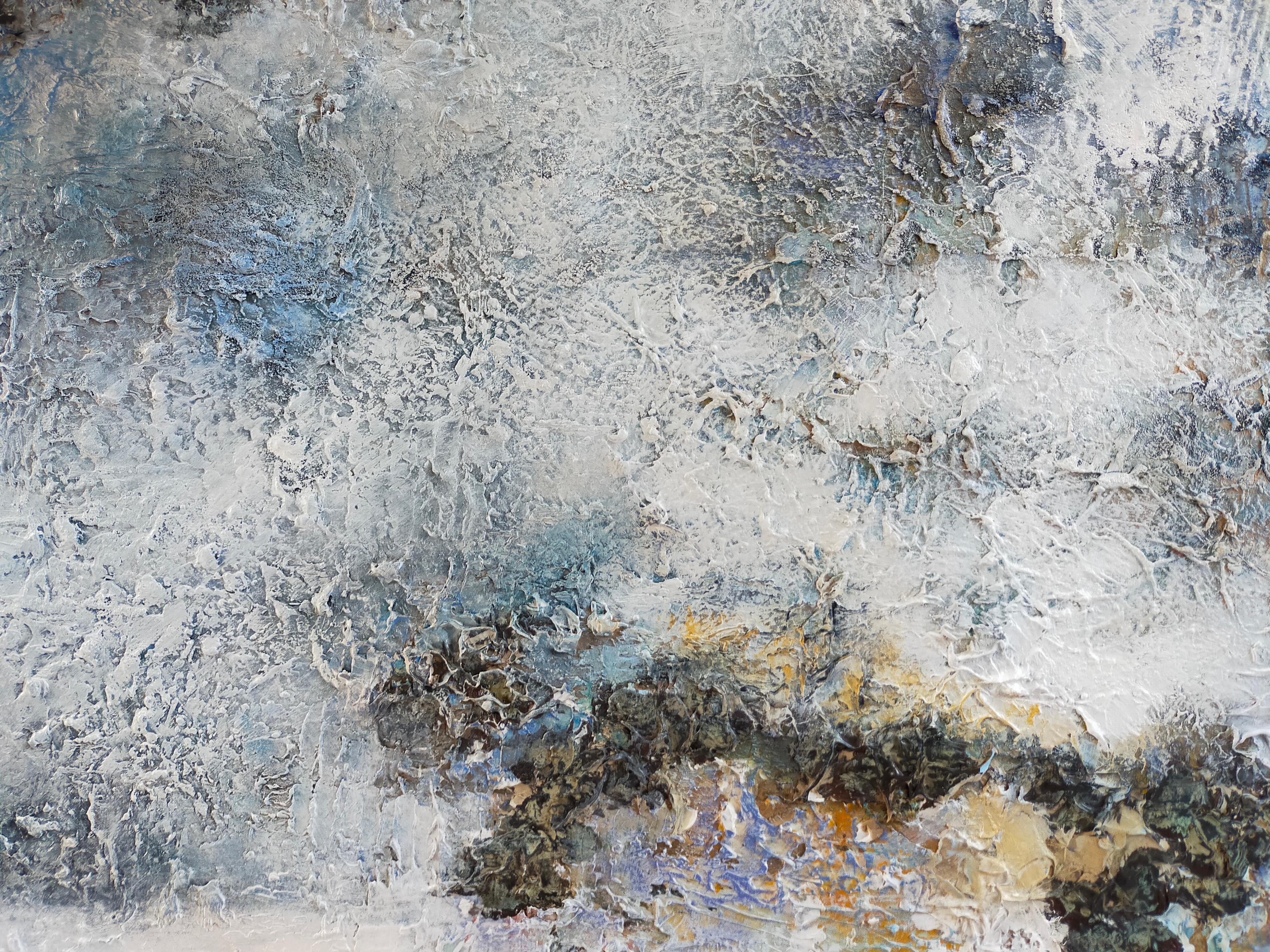 « The salty air of roscoff », oxydation acrylique abstraite sur toile de lin 100x80cm en vente 3