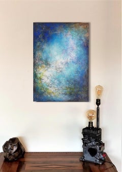 "Turquoise"  abstract acrylic paint on linen panel 95x62cm 2022