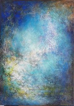"Turquesa"  pintura acrílica abstracta sobre panel de lino 95x62cm 2022