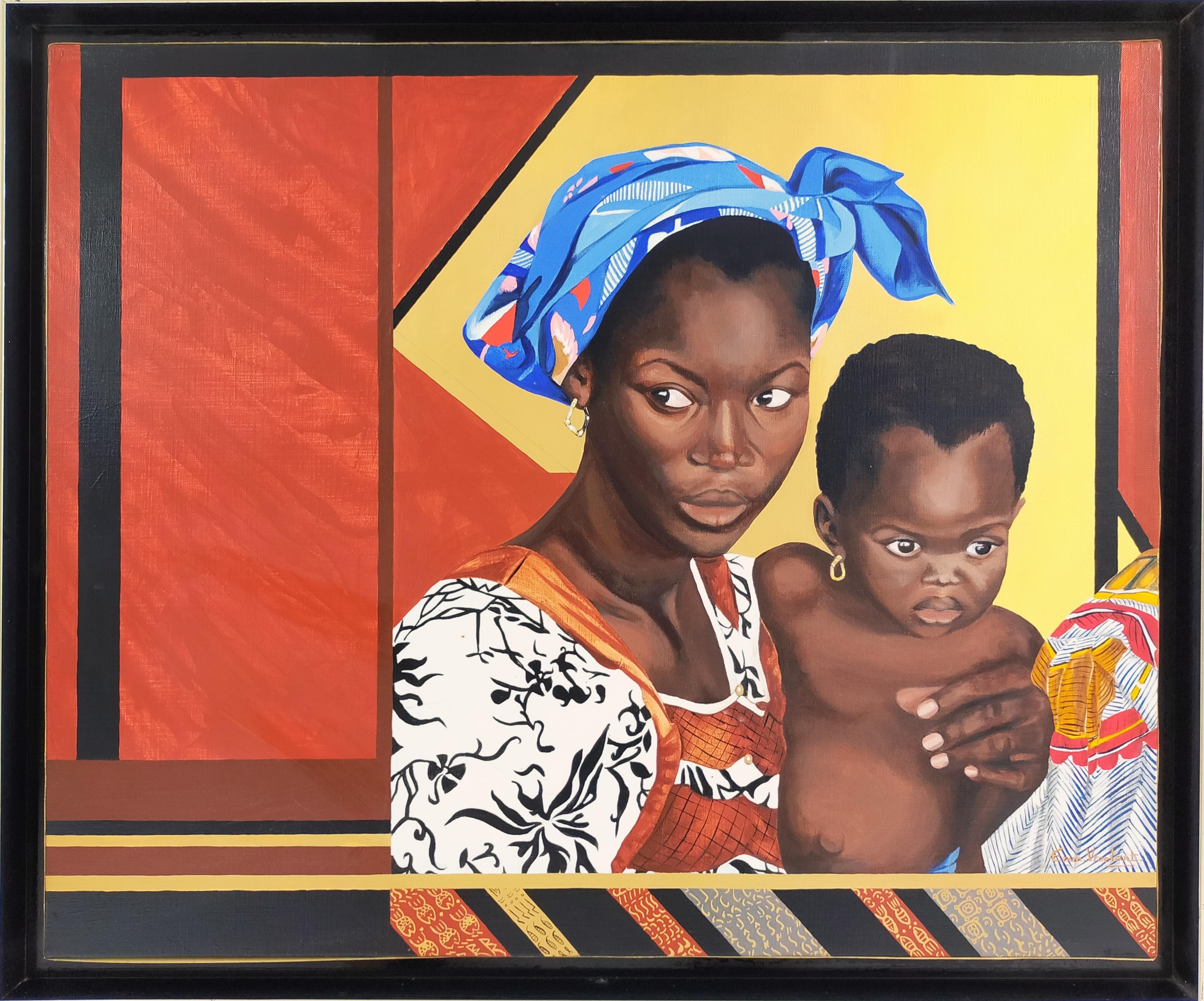 "Bufanda Azul"  figurativo  acrílico sobre panel de lino 60x173cm 1986