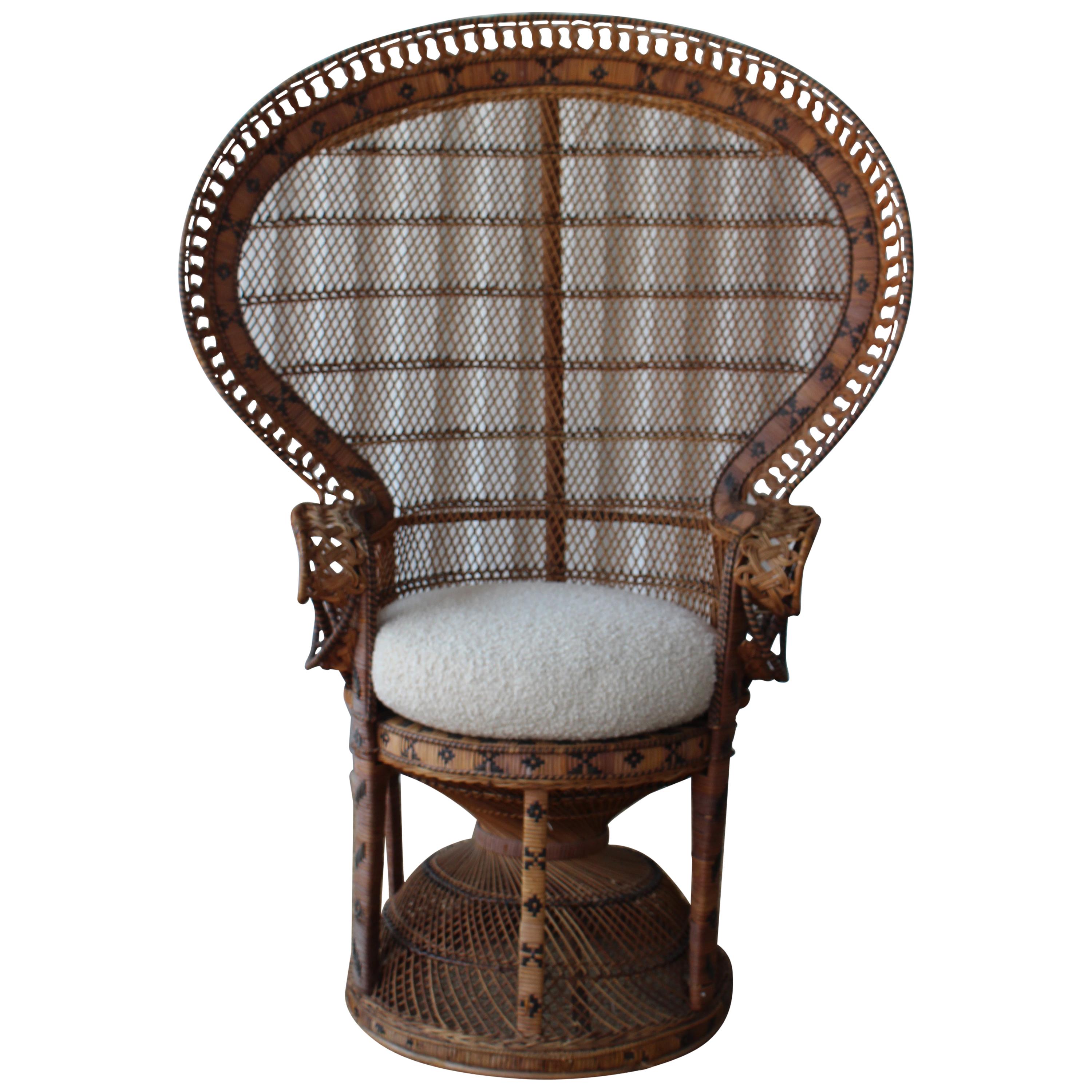 Emmanuelle Wicker and Rattan Peacock Armchair, France, 1970s