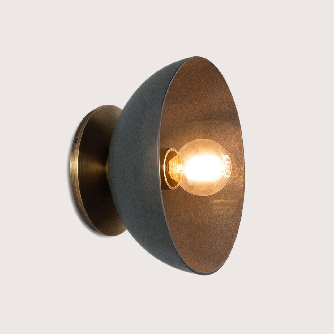 Minimalist Emmet Sconce, Large, Handcrafted in Glazed Terracotta and Brass by Pax Lighting For Sale