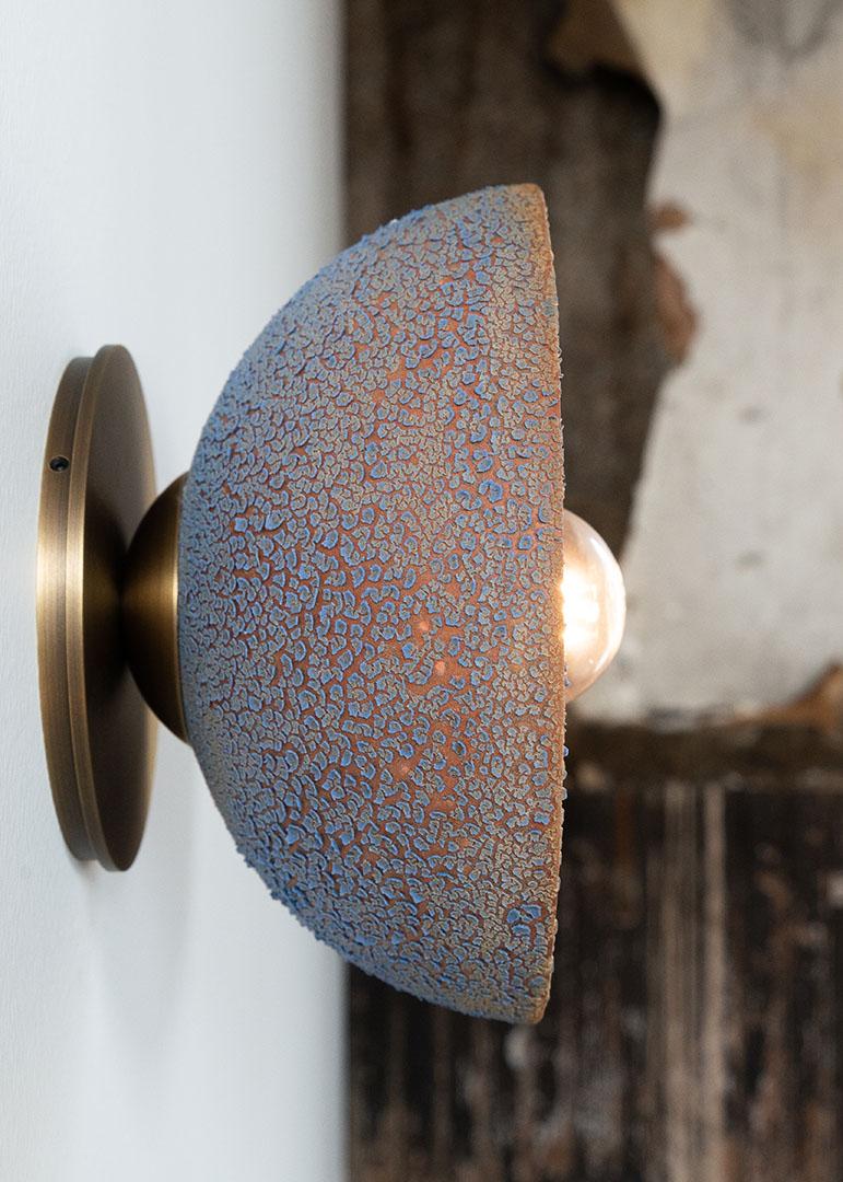 Contemporary Emmet Sconce, Large, Handcrafted in Glazed Terracotta and Brass by Pax Lighting For Sale