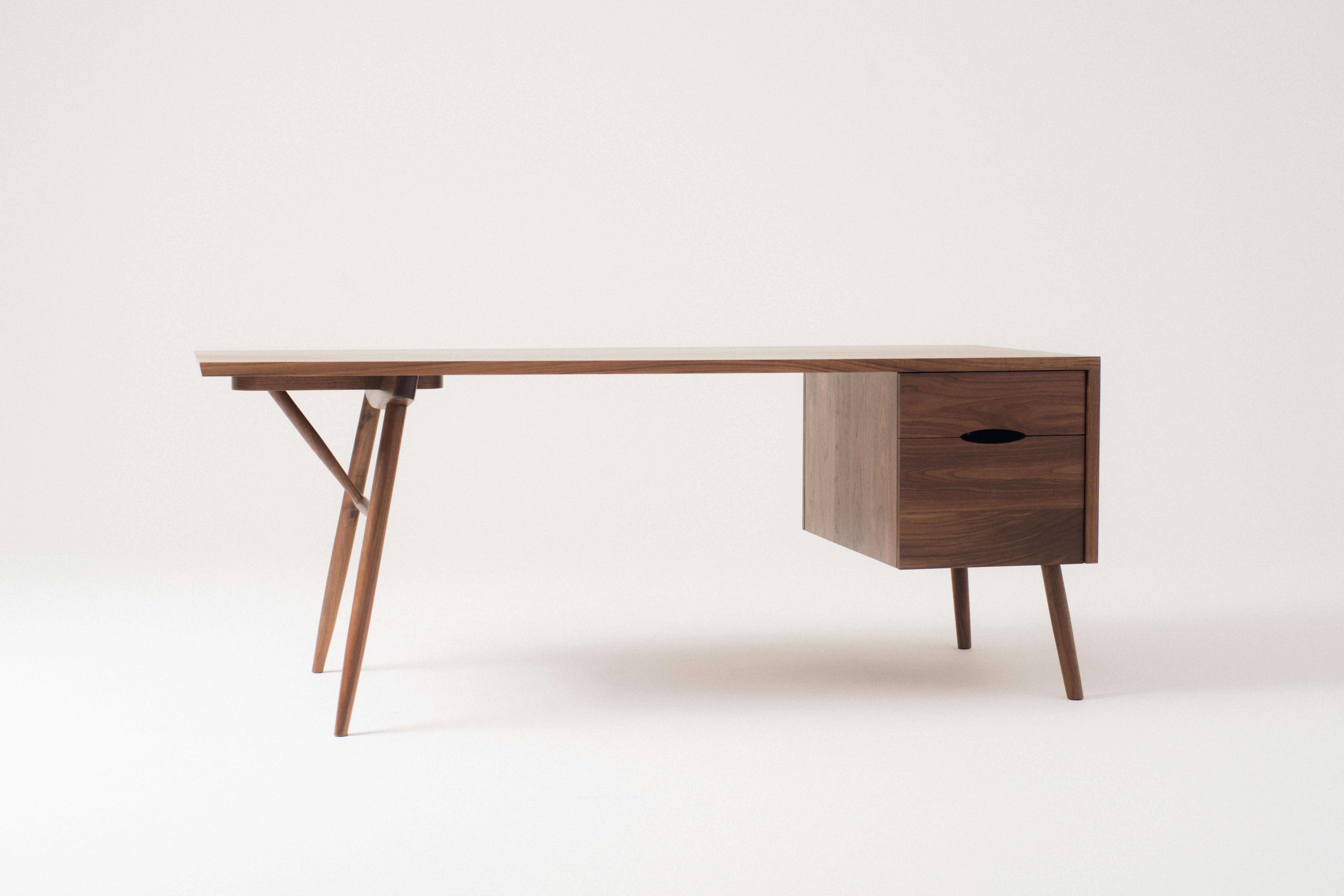 Modern Emmett Desk Large, Handcrafted Solid Wood Desk For Sale