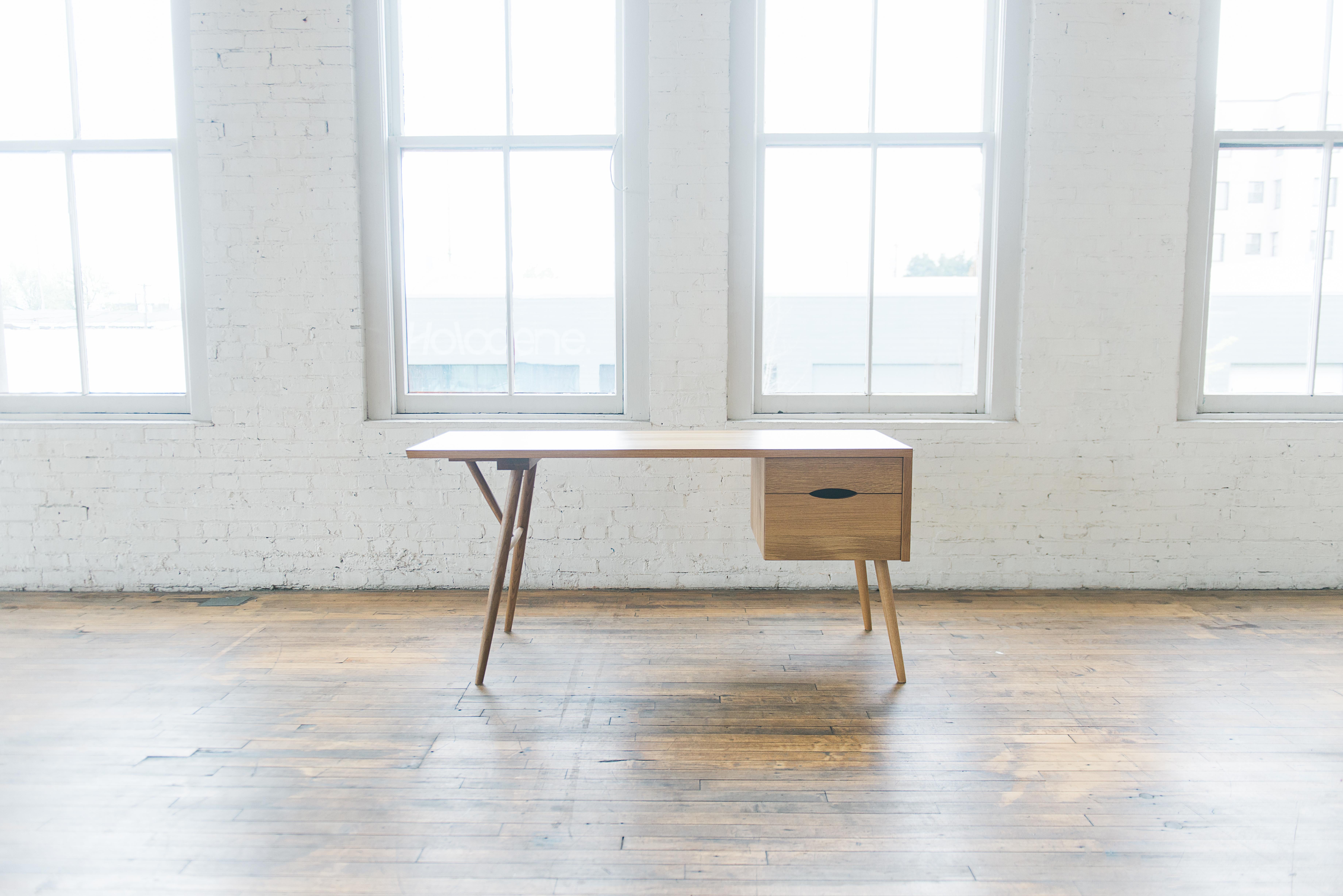 Emmett Desk Small, Handcrafted Solid Wood Desk  For Sale 1