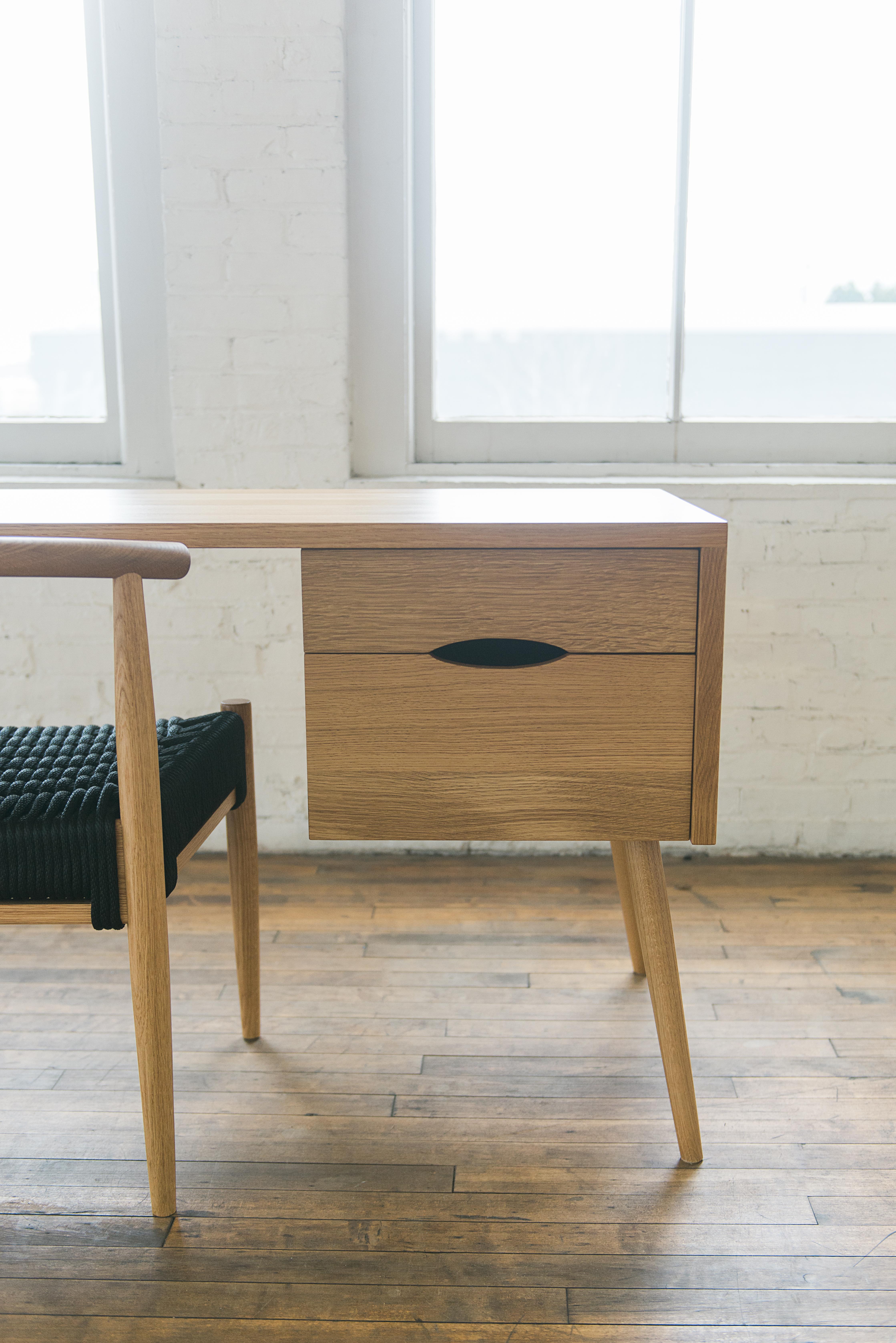 Emmett Desk Small, Handcrafted Solid Wood Desk  For Sale 2