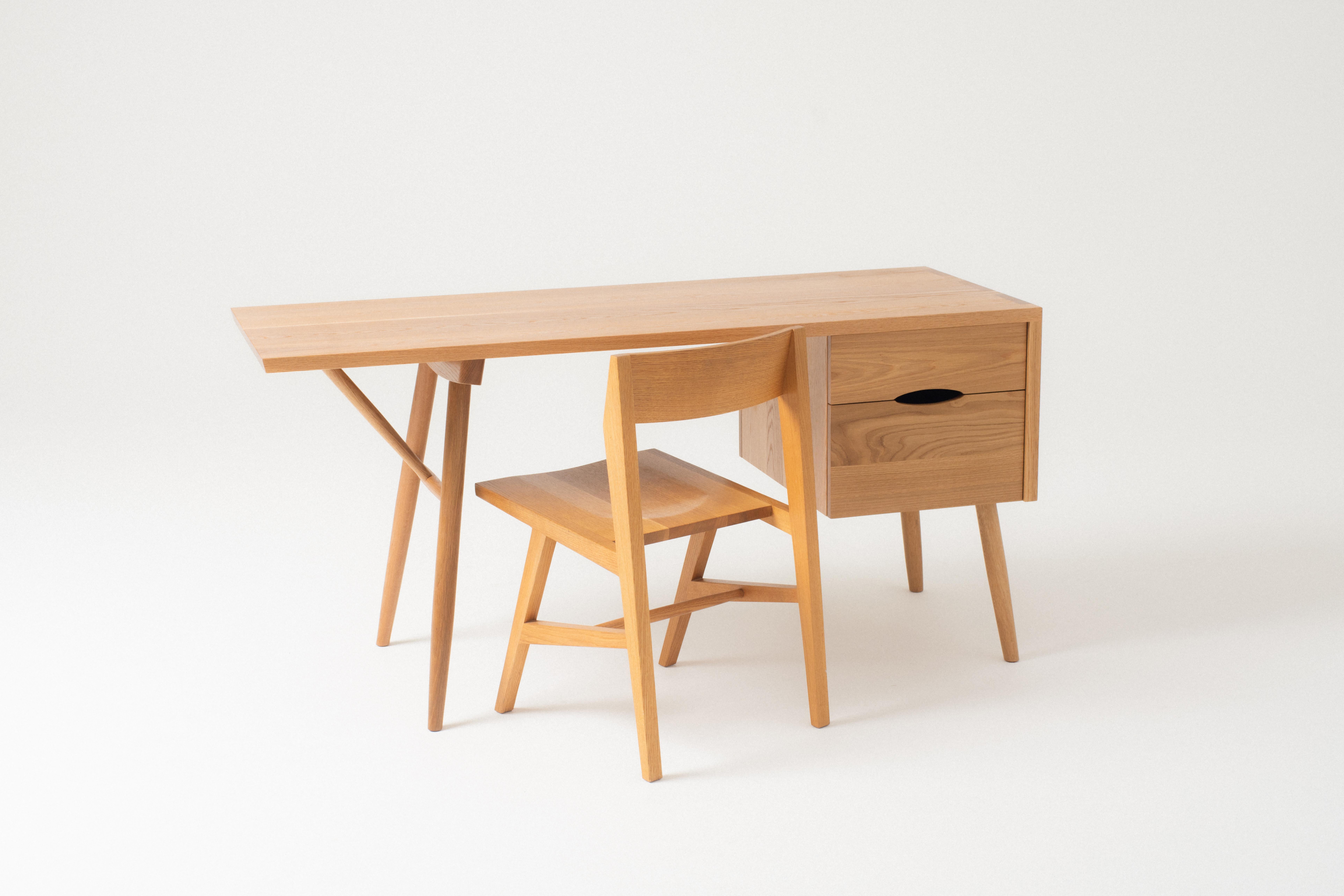 Modern Emmett Desk Small, Handcrafted Solid Wood Desk  For Sale