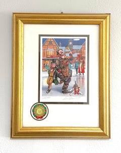Tis the Season, Figuratif, Clowns, Peinture à l'huile originale, prête à être accrochée et encadrée