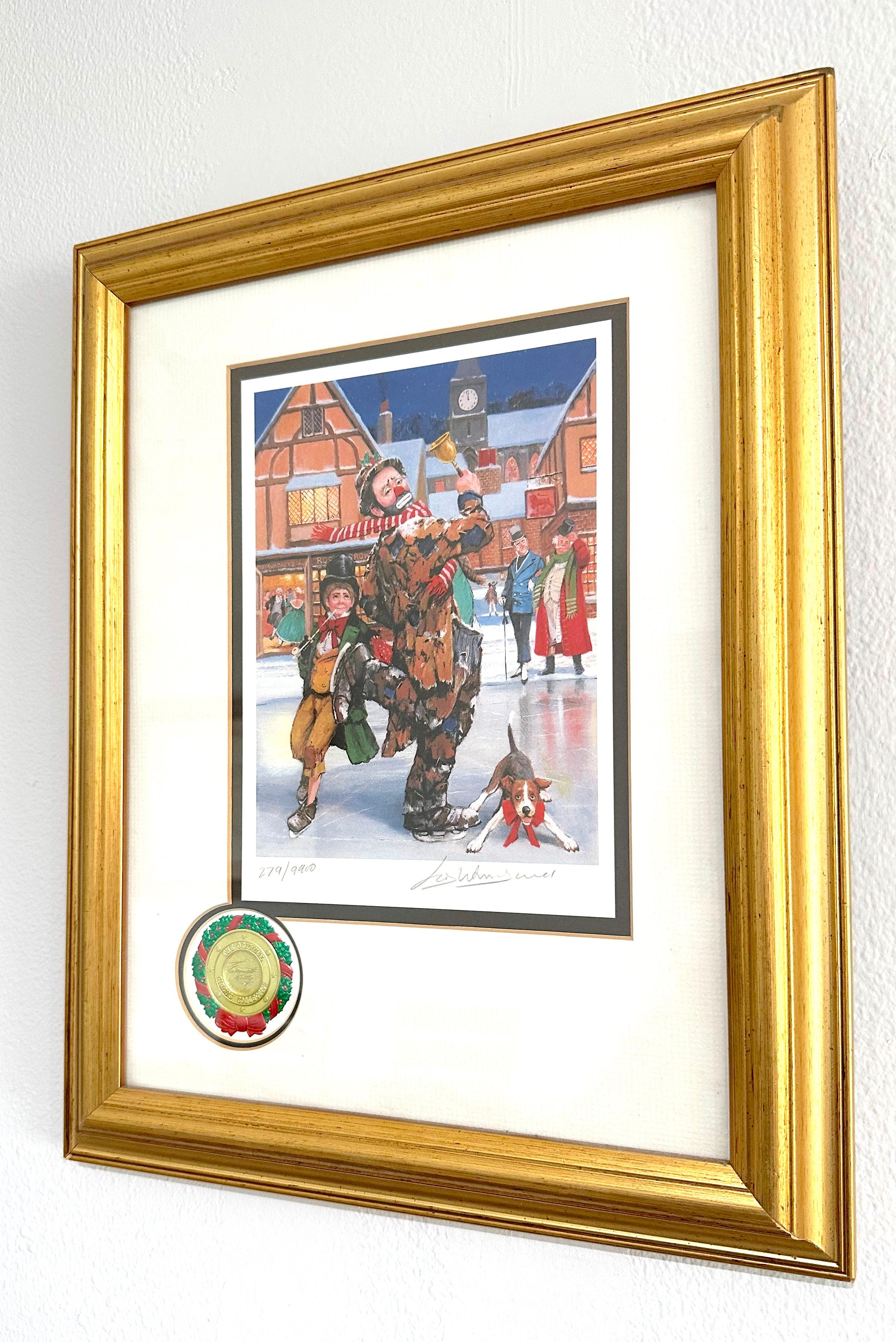 Tis the Season, Figurativo, Clown, Pittura ad olio originale, pronta per essere appesa, incorniciata - Figurative Print Grigio di Emmett Kelly