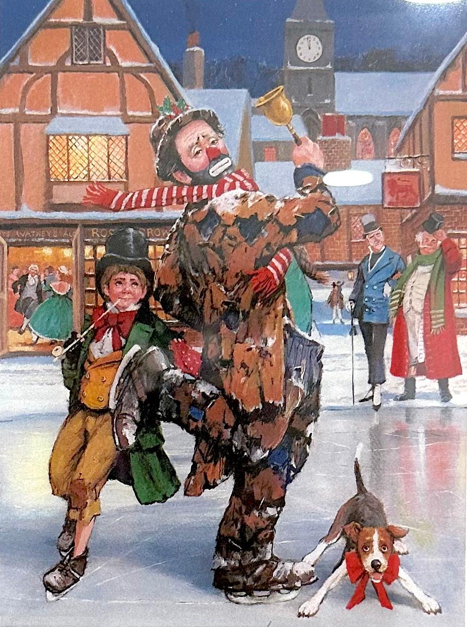 Emmett Kelly Figurative Print - Tis the Season, Figurative, Clowns, Original oil Painting, Ready to Hang, Framed