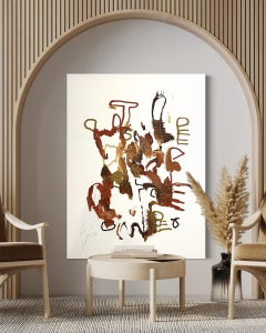 'Connected' Abstract Expressionist, Scandinavian artwork, auburn white base