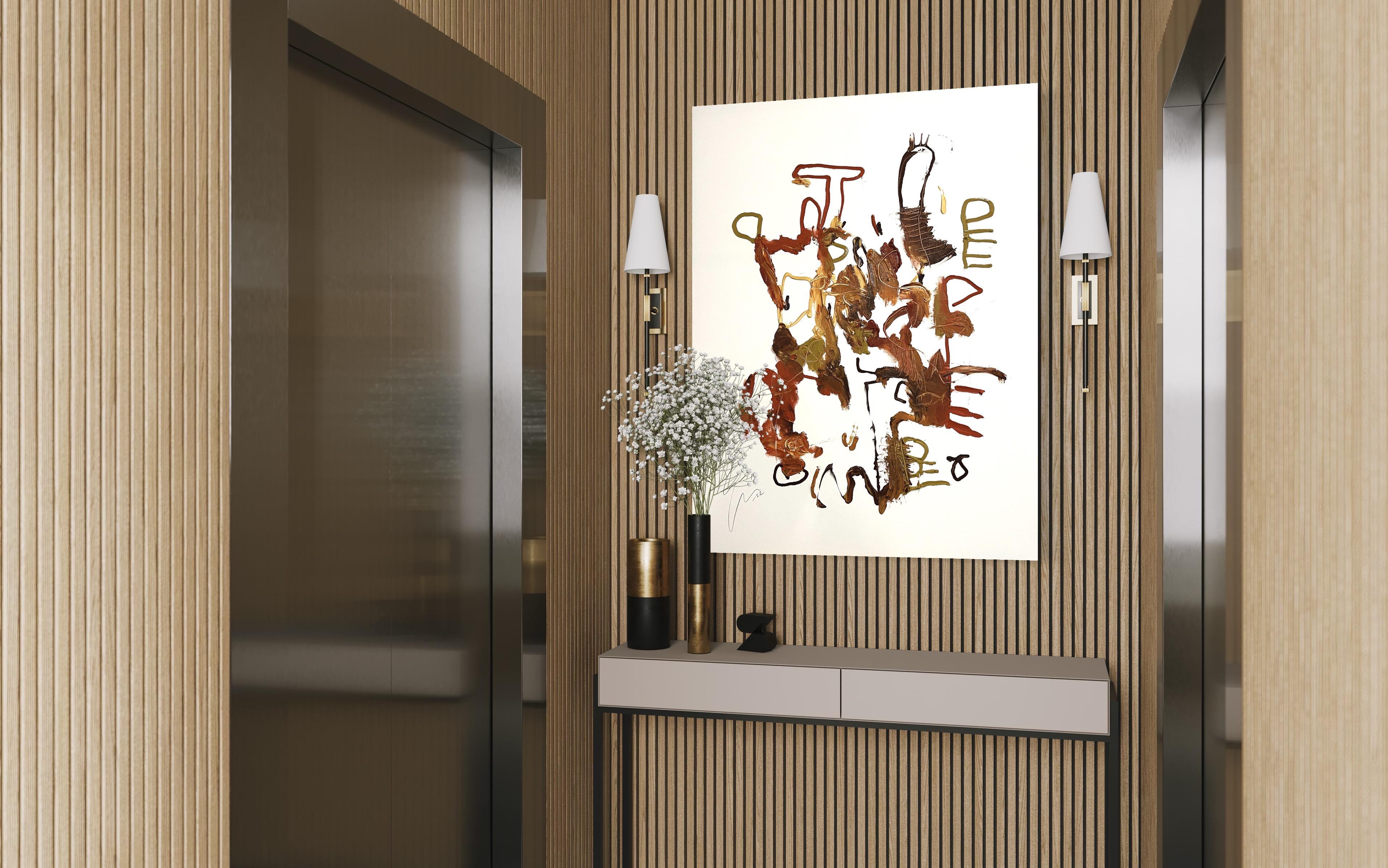 'Connected' Abstract Expressionist, Scandinavian artwork, auburn white base For Sale 1