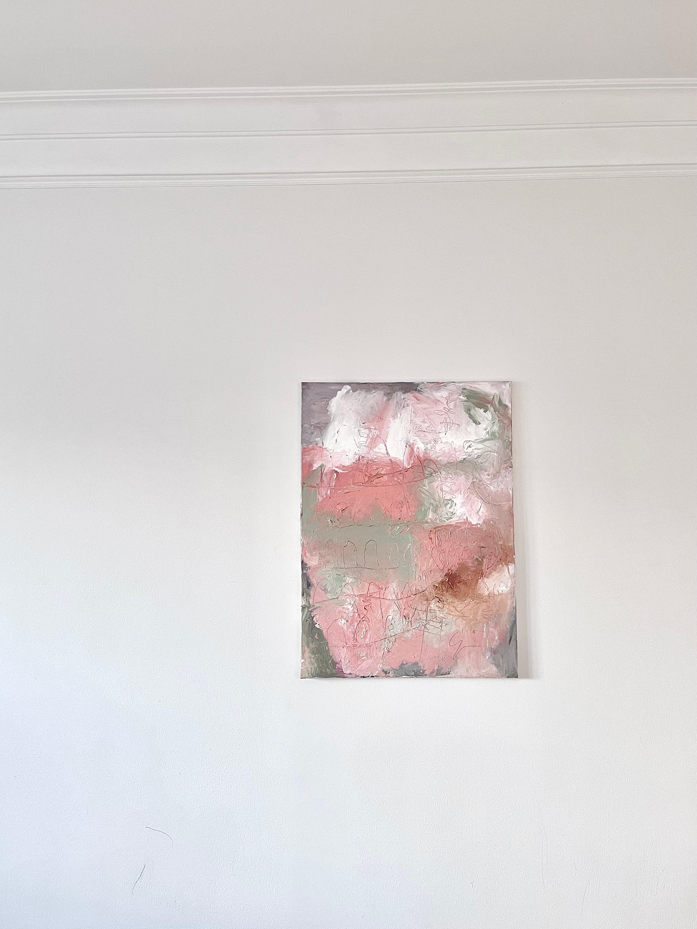 'rome' abstract expressionist, Scandinavian artwork - Beige Abstract Painting by Emmi Granlund
