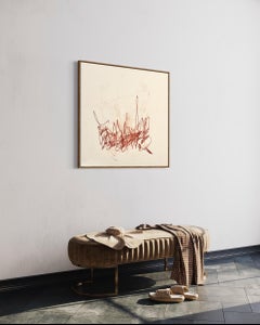Expressionniste abstrait, œuvre d'art scandinave rouge beige minimale « Park That Fire »