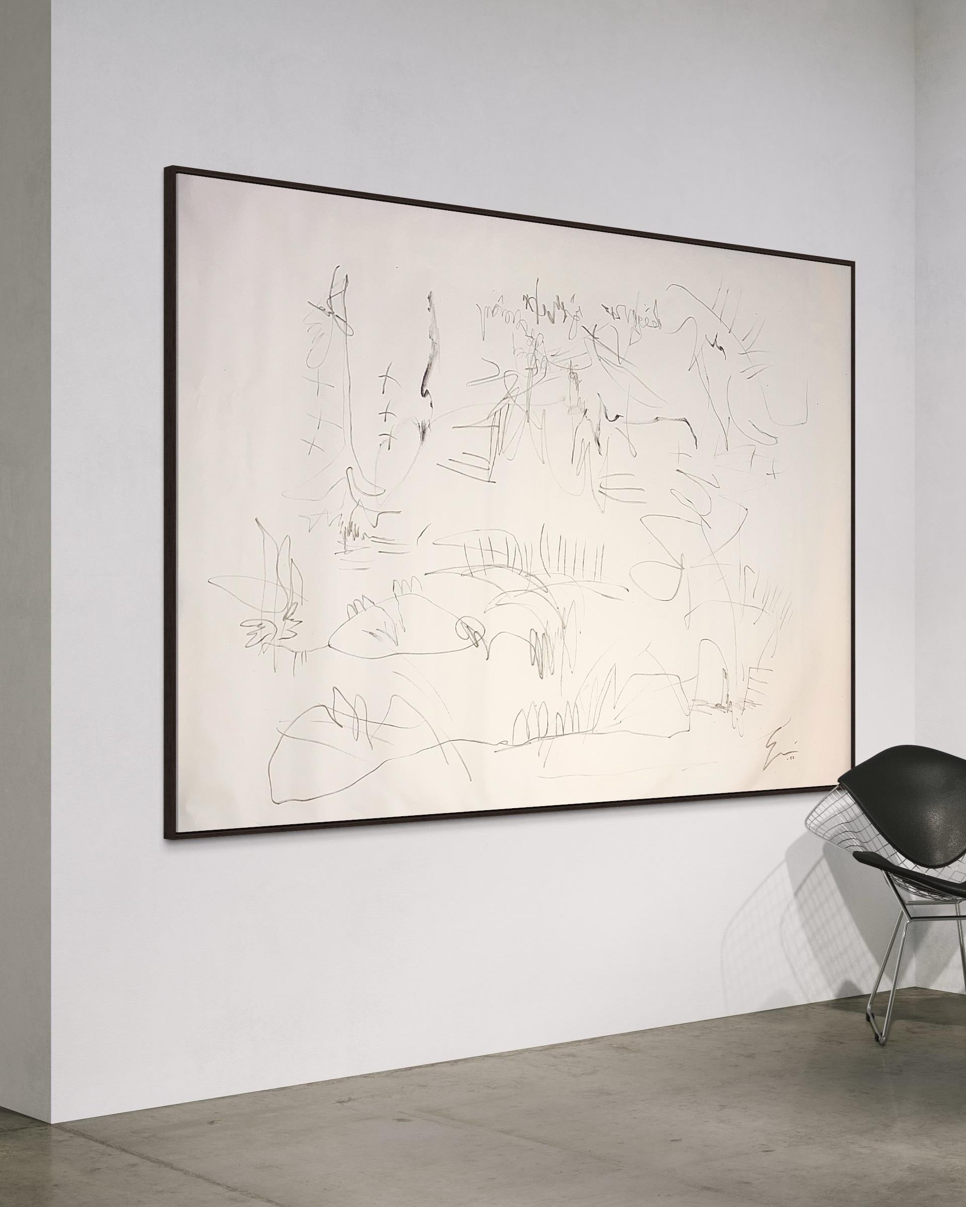 'Surrender' Abstract Expressionist, Scandinavian artwork, black cream white base For Sale 2