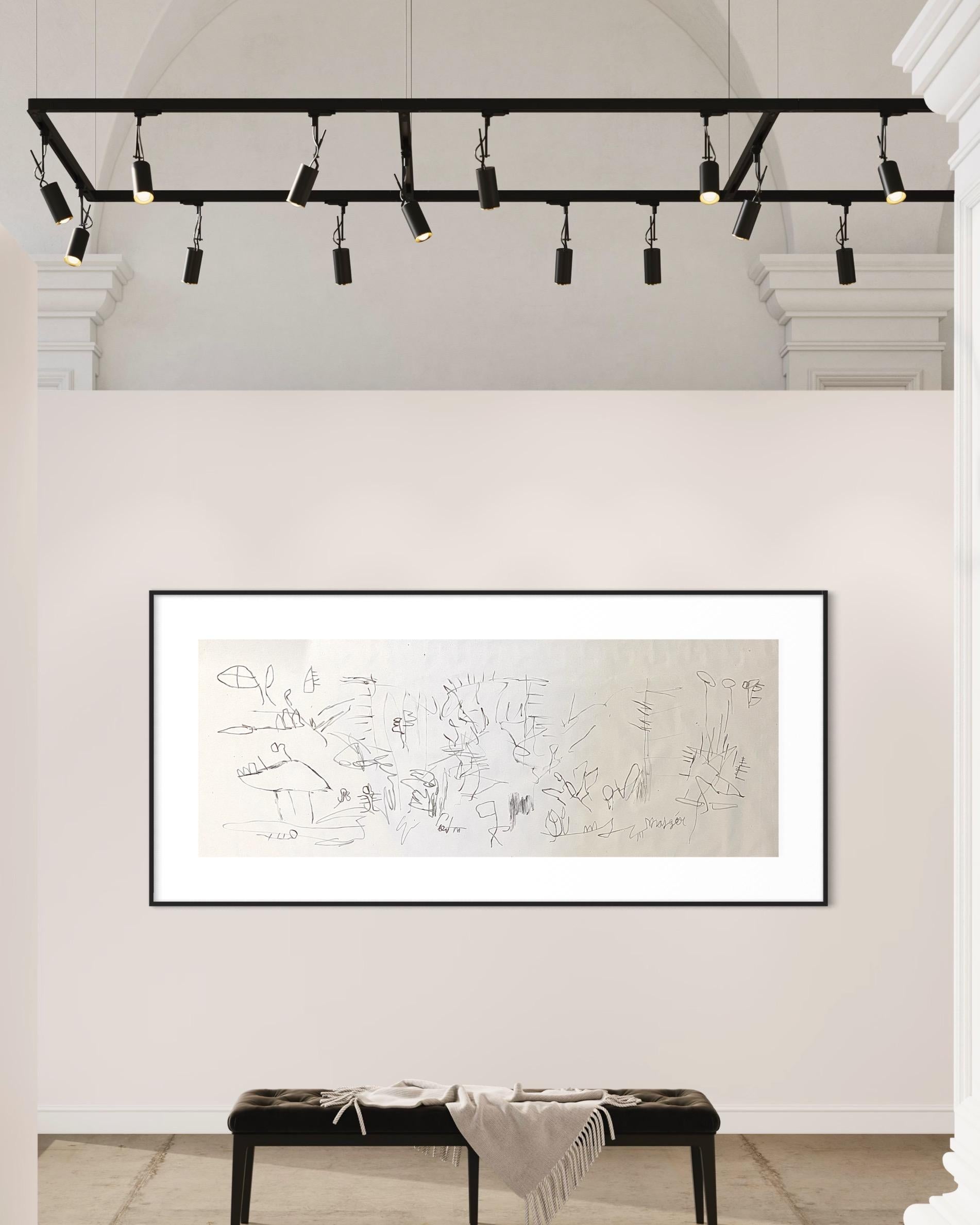 Abstrakter Expressionismus „Surrender II“, skandinavisches Kunstwerk, weißer Sockel, minimalistisch
