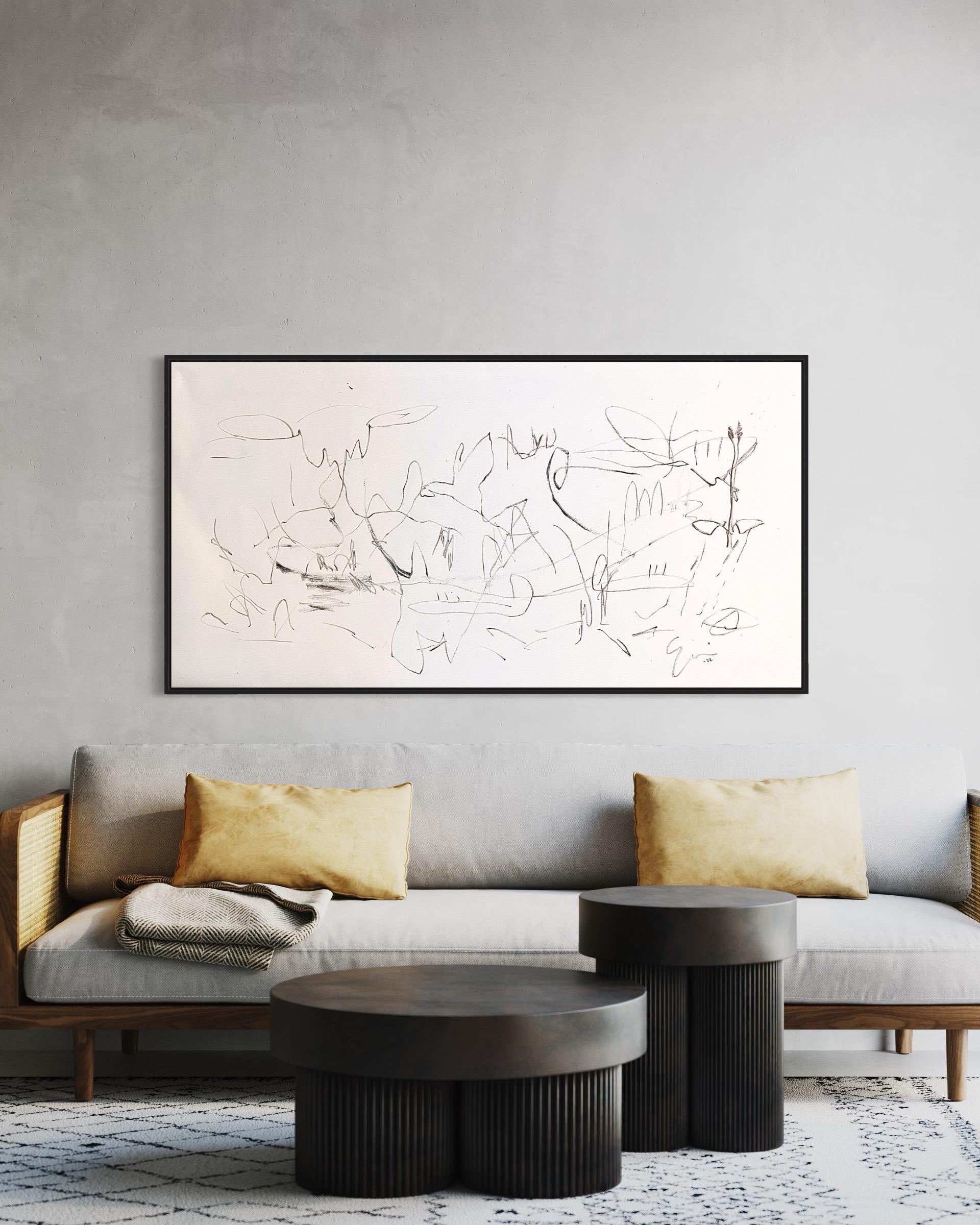 'Surrender III' Abstract Expressionist, Scandinavian artwork, white base minimal - Painting by Emmi Granlund