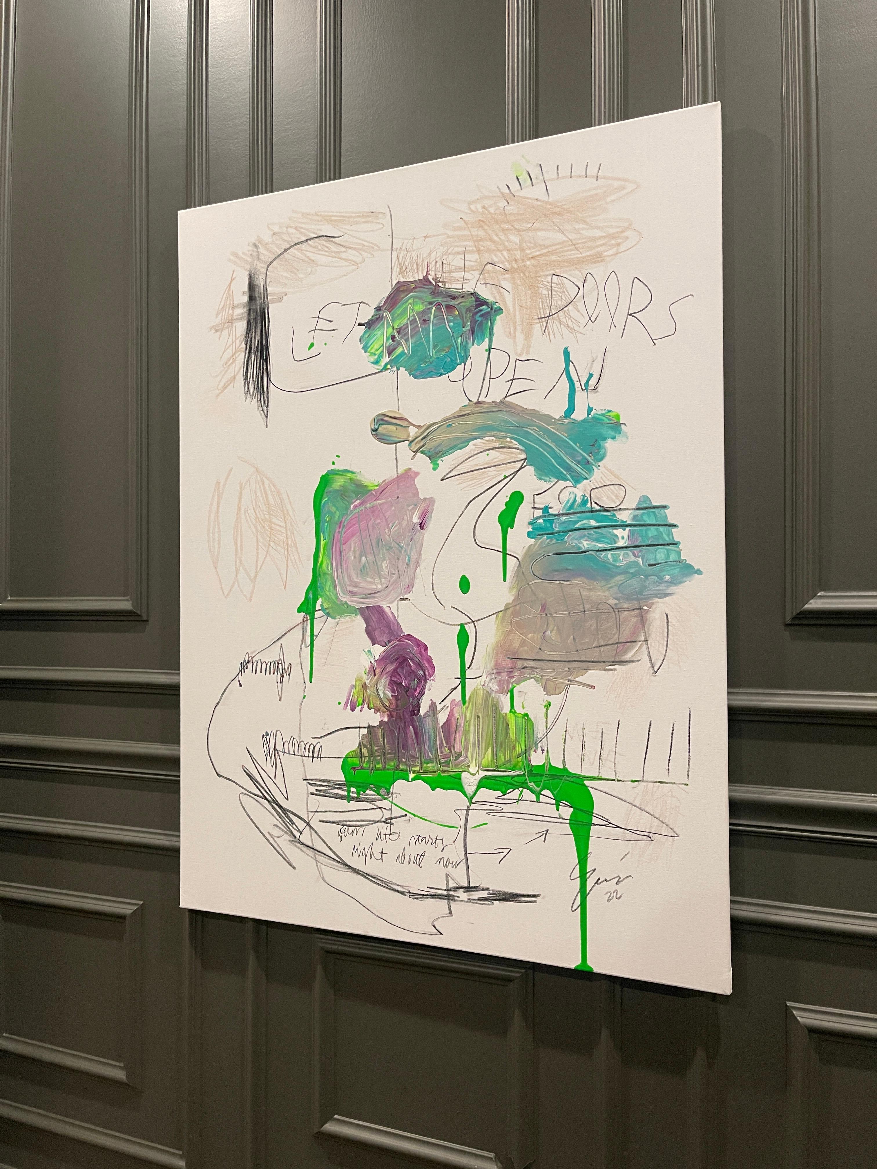 Abstract Painting di Emmi Granlund - 'La tua vita inizia adesso' Espressionista astratto, opera d'arte scandinava, colorato