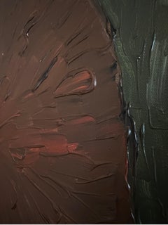 'Let Life Guide You' Peinture abstraite marron foncé aux tons sourds