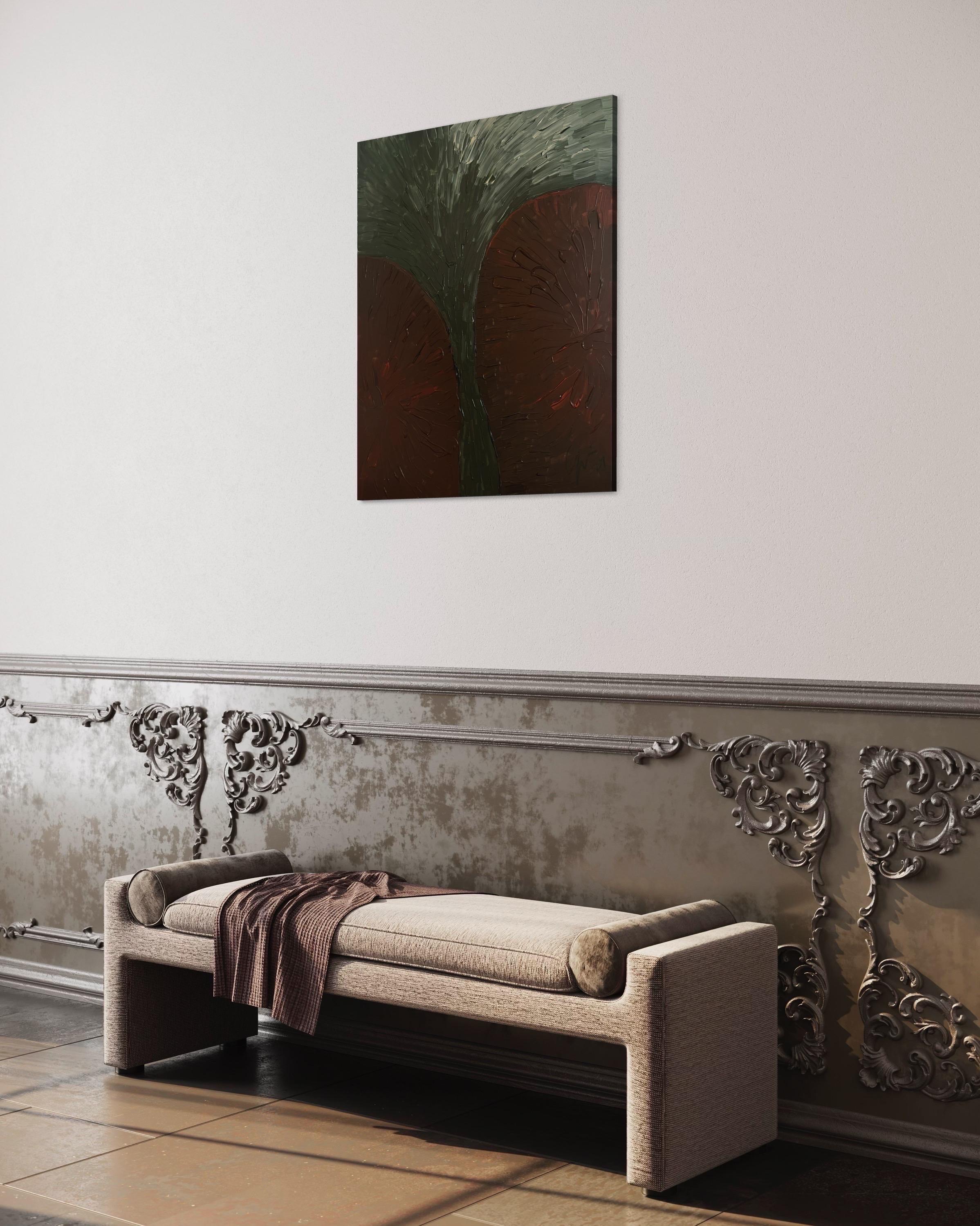 Emmi Granlund Abstract Painting - ’Let Life Guide You’ Abstract dark brown muted tones painting