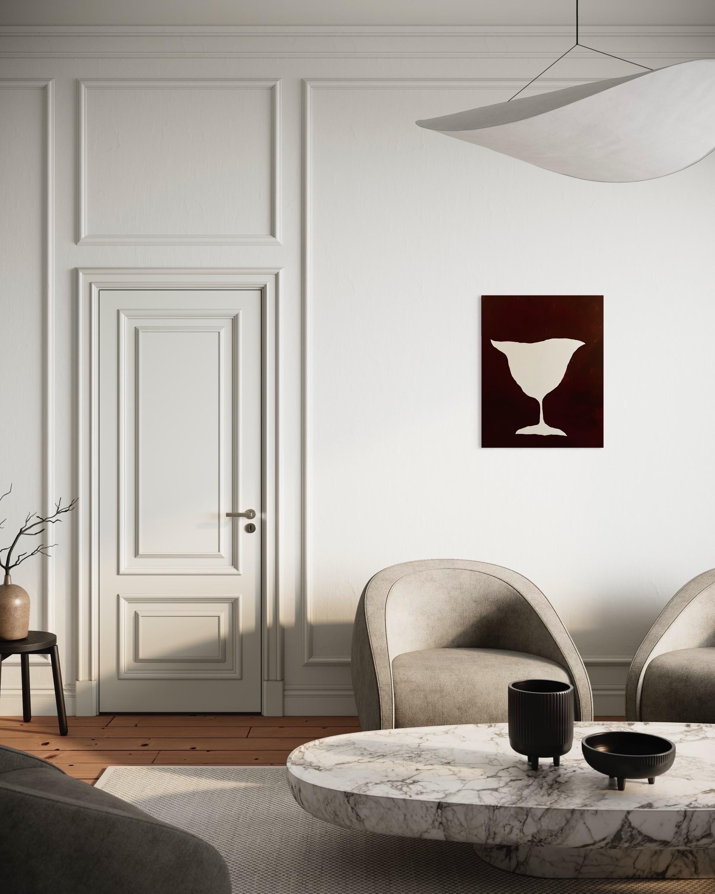 'Malja', quadro acrilico astratto color chardonnay scuro su tela - Painting di Emmi Granlund