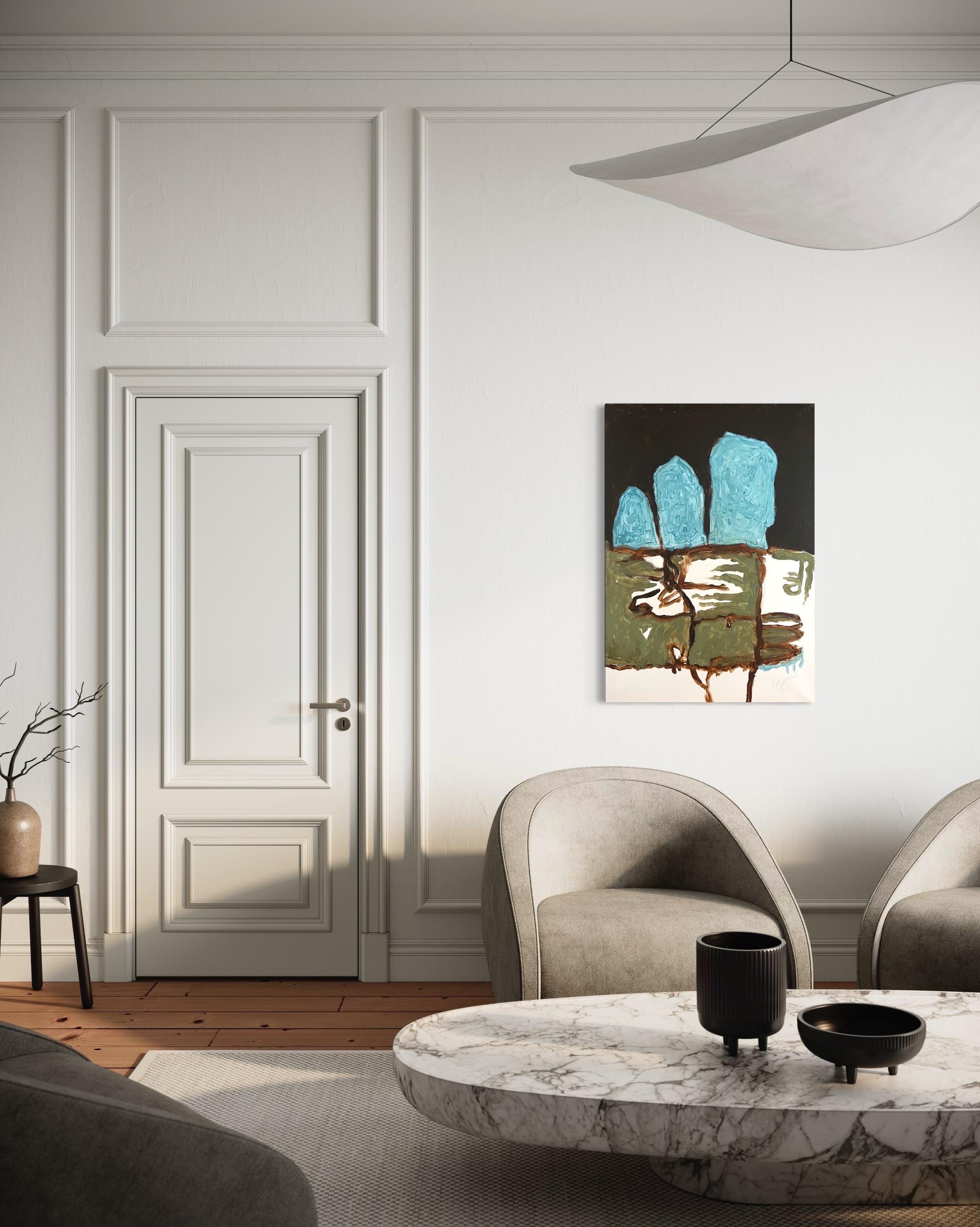 Emmi Granlund Abstract Painting - ’Palace’ abstract muted colors, elegant Scandinavian painting