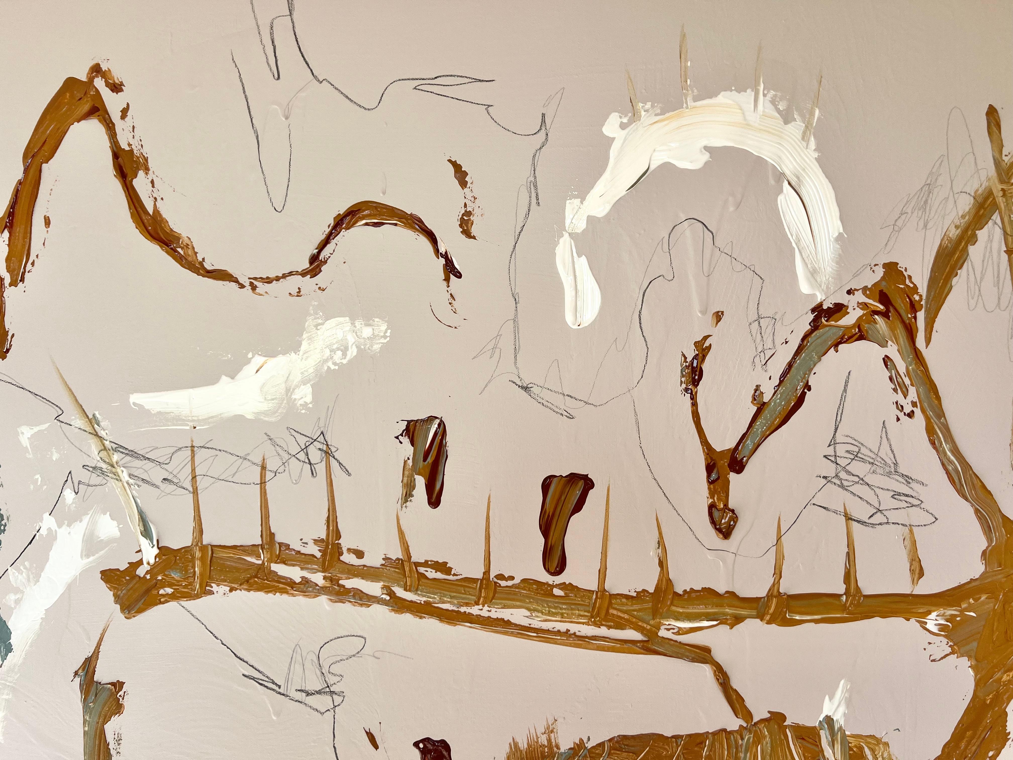 'For What It Is' abstract elegant nordic painting - Beige Abstract Painting by Emmi Iida Granlund