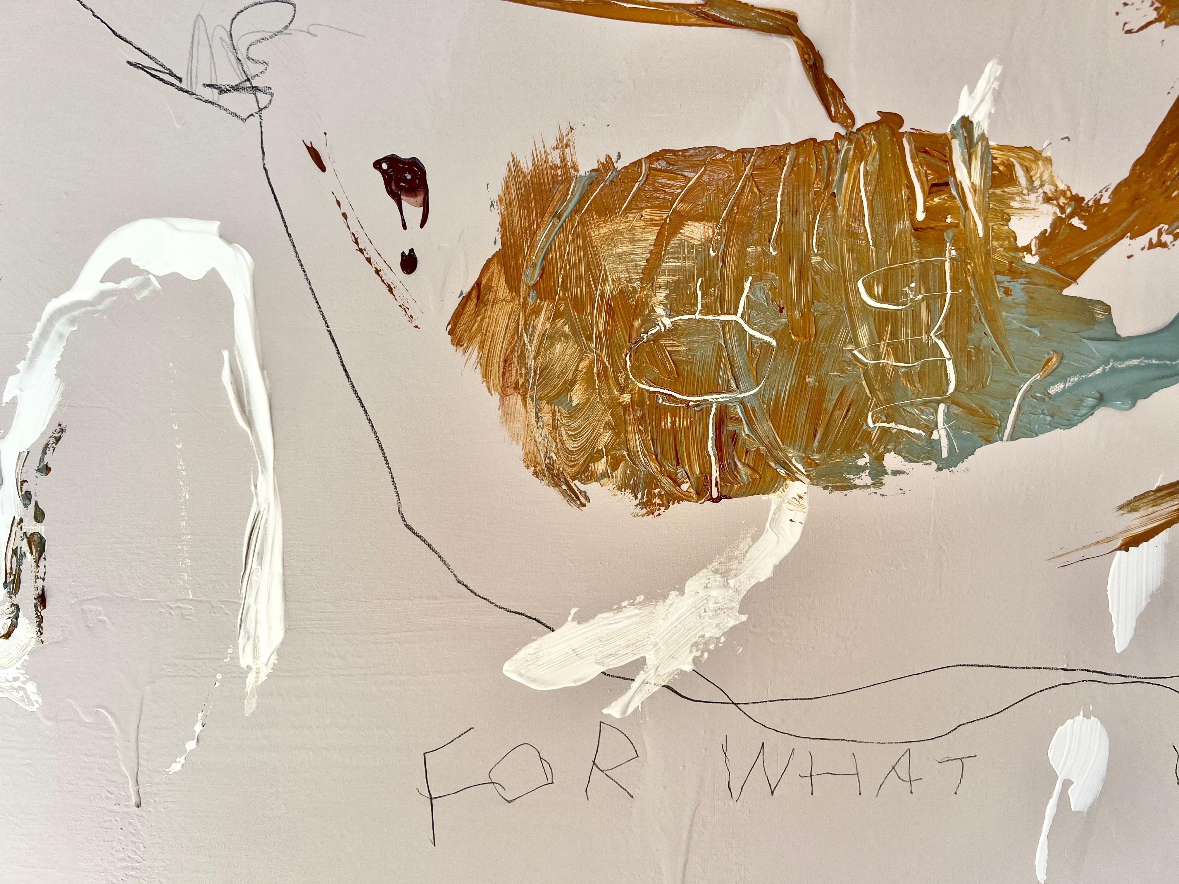 “For What It Is” is a warm and light-filled abstract piece, blending soft Nordic tones with playful textures and thoughtful layers. The work evokes a quiet strength—a balance between freedom and intention. Its airy composition reflects Emmi Iida